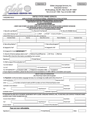 US Armed Services Educational Credentials Evaluation Application