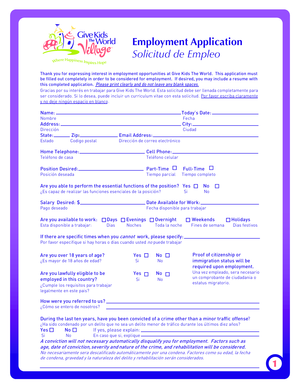 Give Kids The World Employment Application