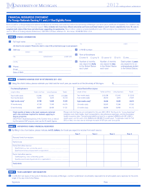 Financial Resources Statement for F-1 and J-1 Visa Eligibility