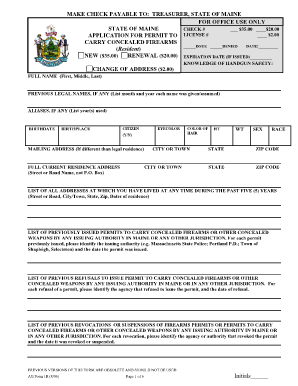 Maine Concealed Firearms Permit Application