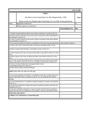West Bengal Central Sales Tax Return Form