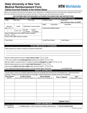 SUNY Medical Reimbursement Form