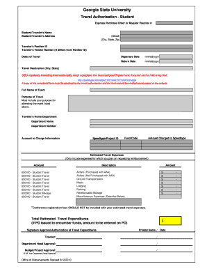 Georgia State University Student Travel Authorization