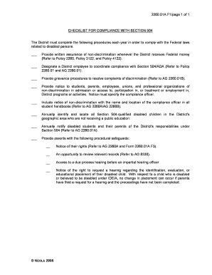 Section 504 Compliance Checklist