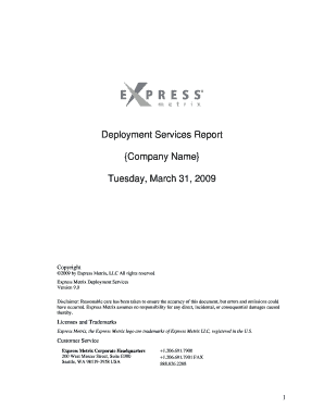 Sample Deployment Summary Report - Express Metrix
