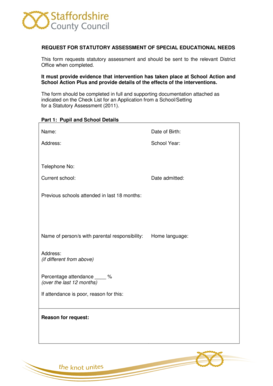 Request for Statutory Assessment of Special Educational Needs