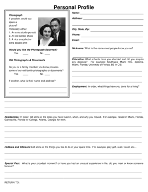 Family tree project for class 4 - family profile template