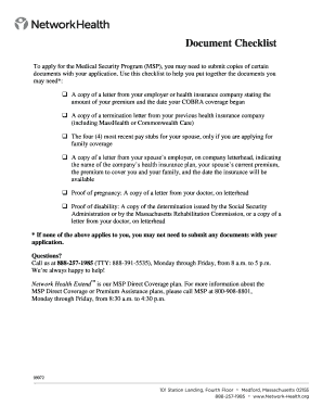 Medical Security Program Document Checklist