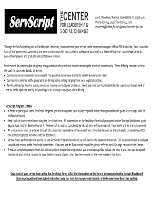 ServScript Community Service Form