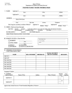 Illinois Foster Family Home Information Form