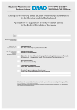 Antrag auf Förderung eines Studien-/Forschungsaufenthaltes