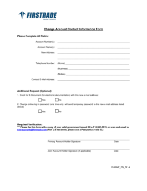 Change Account Contact Information Form