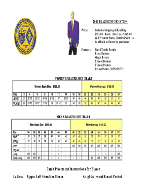 Sheet size chart - WOMEN'S BLAZER SIZE CHART