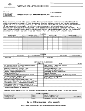 Australian Bird and Bat Banding Scheme - Requisition for Banding Supplies - PDF - laptop deh gov