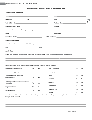 fillable online new student athlete medical history form 4474 form