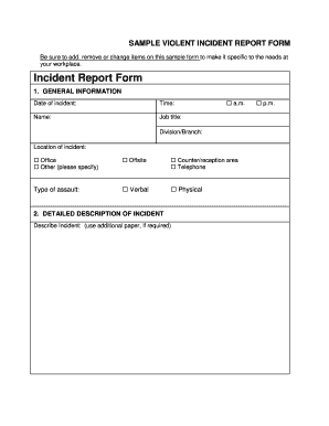 Violation report sample - Incident Report Form - SAFE Manitoba