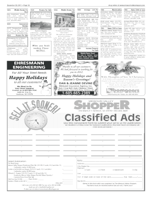 Missouri Valley Shopper Classified Ads Form