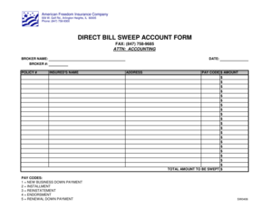 Direct Bill Sweep Account Form