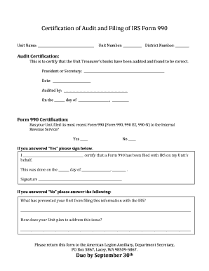 IRS Form 990 Certification