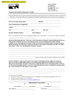Oregon Public Records Request Form