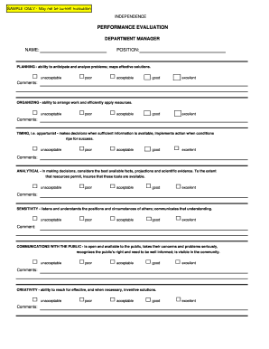 Department Manager Performance Evaluation