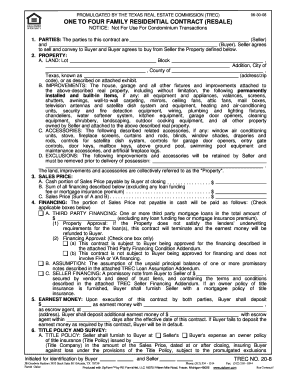 Texas One to Four Family Residential Contract (Resale)
