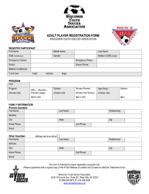 Adult Player Registration Form