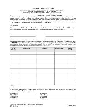 Alaska Last Will and Testament