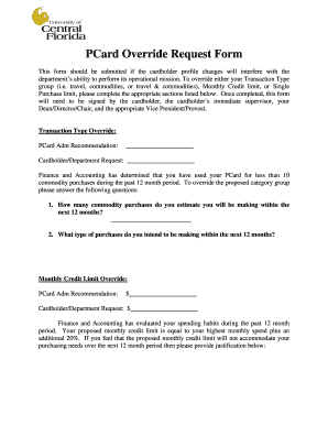 PCard Override Request Form