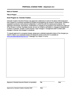 Change to Proposal Form - Colorado Creative Industries