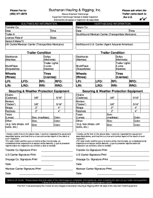 Equipment Interchange Receipt & Safety Inspection