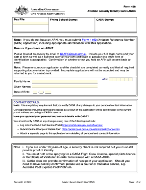 Aviation Security Identity Card (ASIC) Application Form 498
