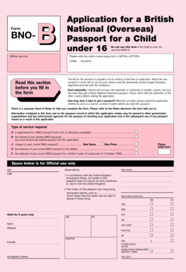 British National (Overseas) Child Passport Application