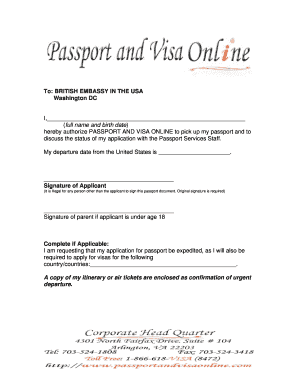 Passport Authorization Form