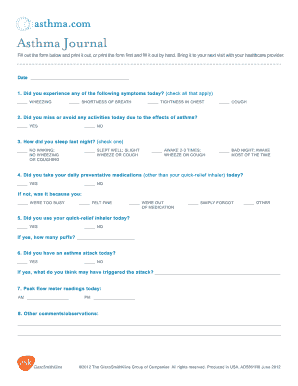 Asthma Journal Form