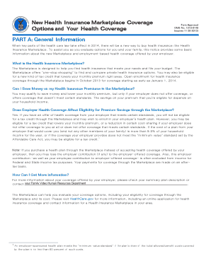 Health Insurance Marketplace Coverage Options Notice