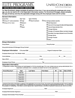 Dental Enrollment Form - Employee