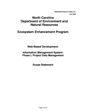 Project scope document example pdf - Scope of Work Statement for EEP Information Management System