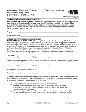 DOL Form WH-384 - Certification Of Qualifying Exigency For Military ... - cinciapwu