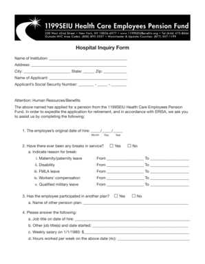 Hospital Pension Inquiry Form