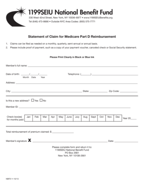 Medicare Part D Reimbursement Claim Form