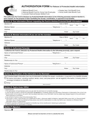 Authorization Form for Release of Protected Health Information