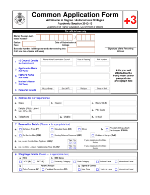 Common Application Form for Odisha Degree Admission