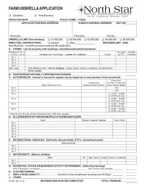 Farm Umbrella Insurance Application