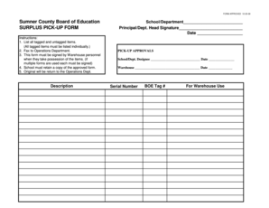 Surplus Form - Sumner County Schools