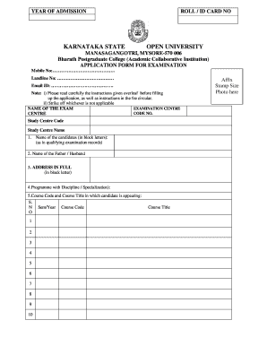 Karnataka State Open University Examination Application Form