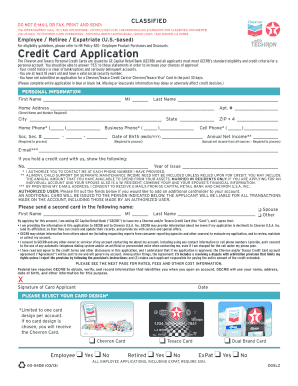 Chevron Employee Credit Card Application