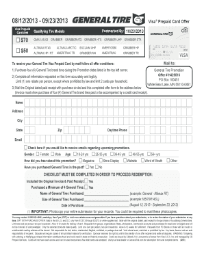 General Tire Visa Prepaid Card Offer