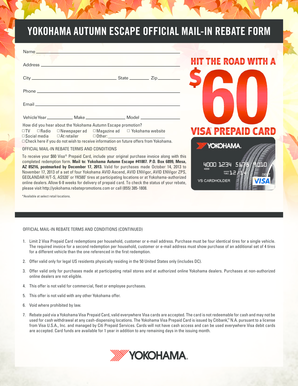 Yokohama Autumn Escape Mail-In Rebate Form
