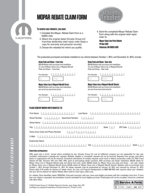 Mopar Rebate Claim Form